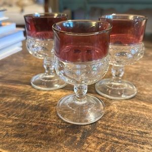 3-piece Vintage Cranberry Flash Glass Compotes